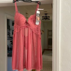 Daisy Fuentes Intimates pink Babydoll set